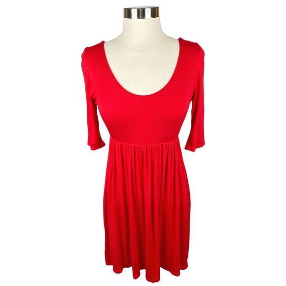 Nymphe Red Scoop Neck Babydoll Dress - Size Medium - Picture 3 of 5